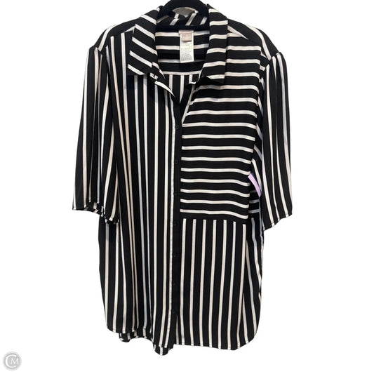 Top Short Sleeve By Chicos In Black & White, Size: 2x