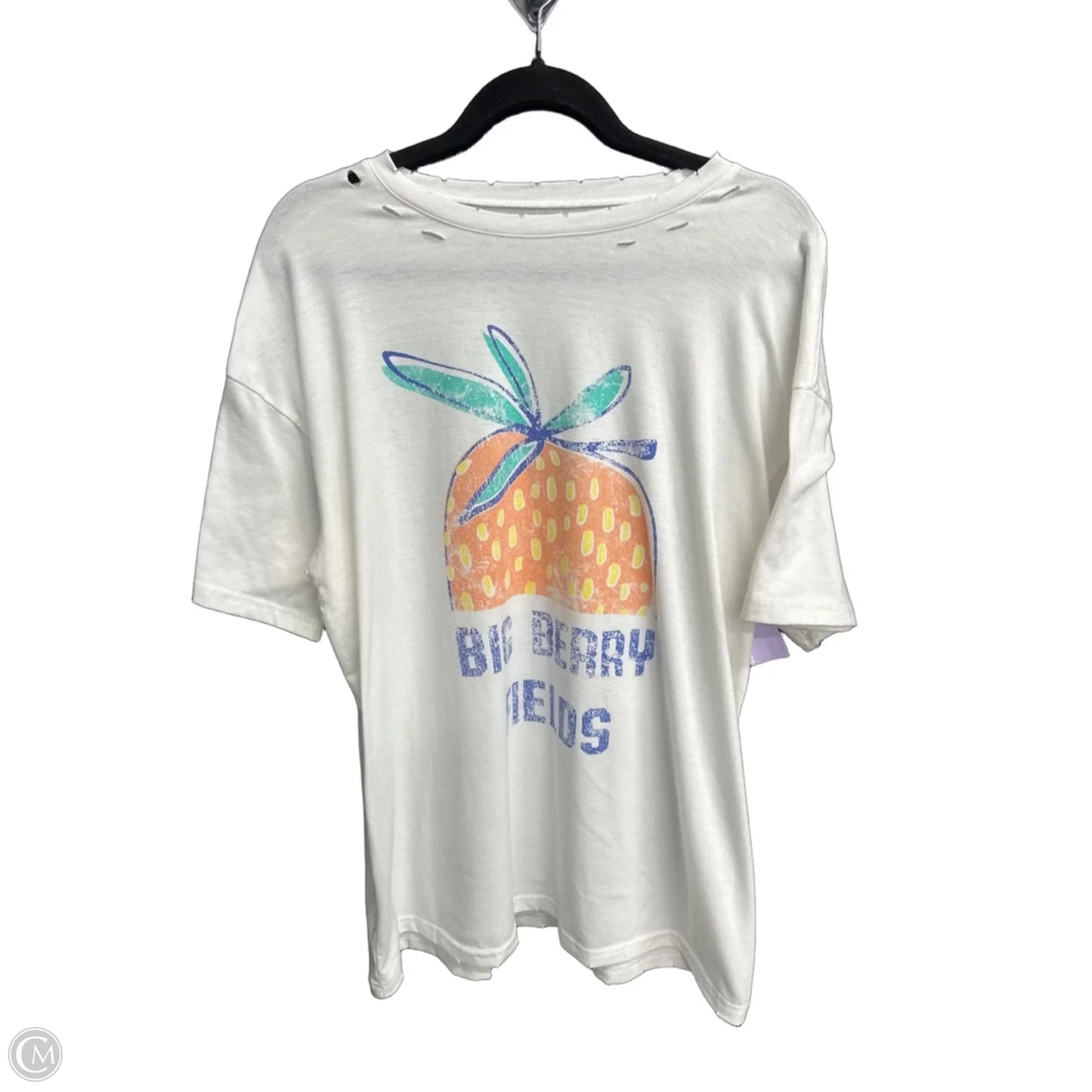 Top Short Sleeve By Clothes Mentor In White, Size: L