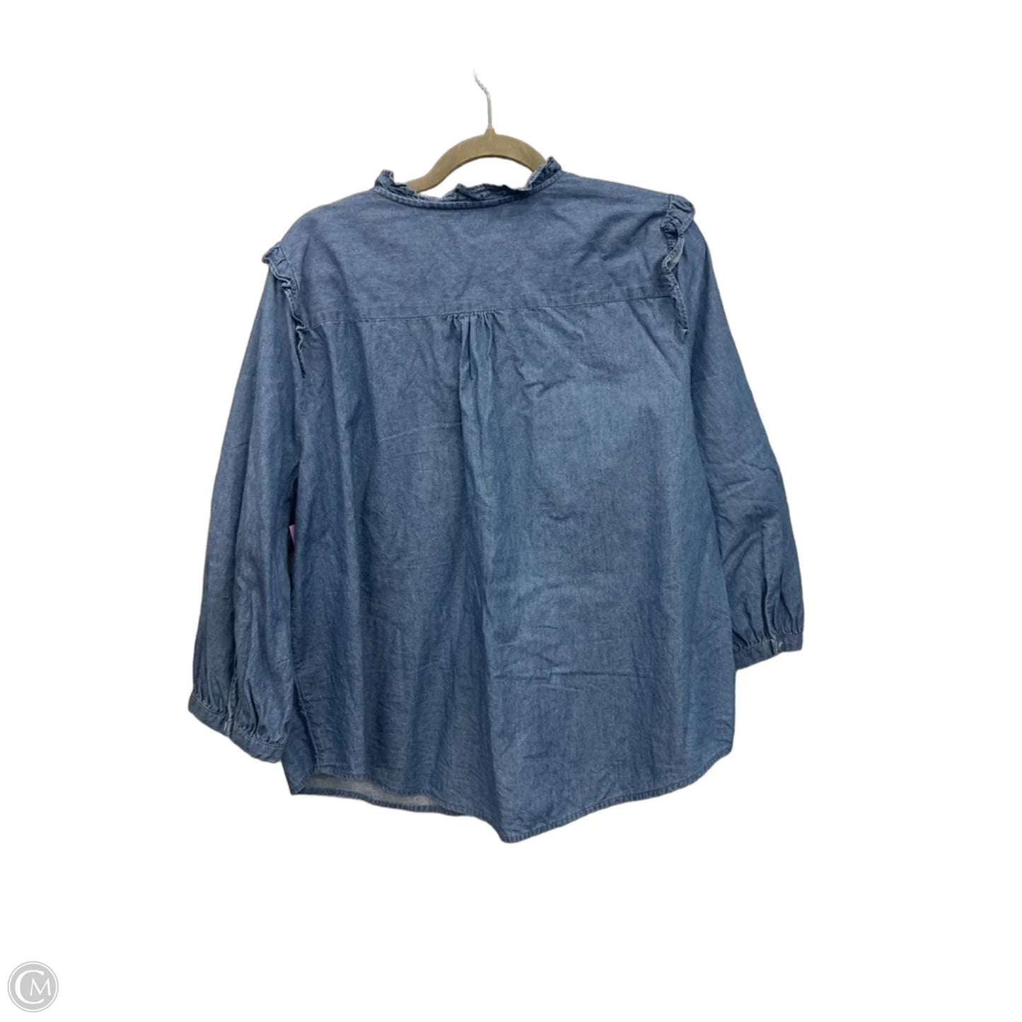 Top Long Sleeve By Lc Lauren Conrad In Blue Denim, Size: 2x