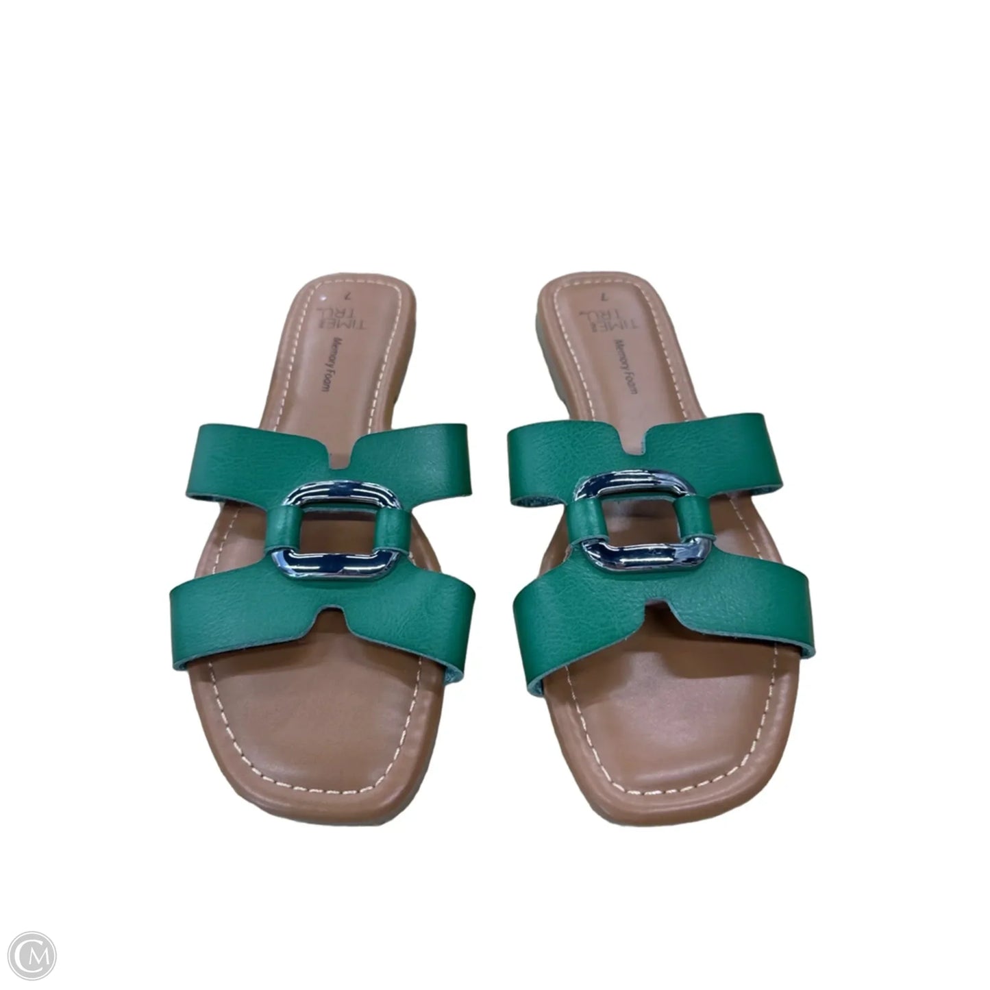 Sandals Flats By Time And Tru In Brown & Green, Size: 7