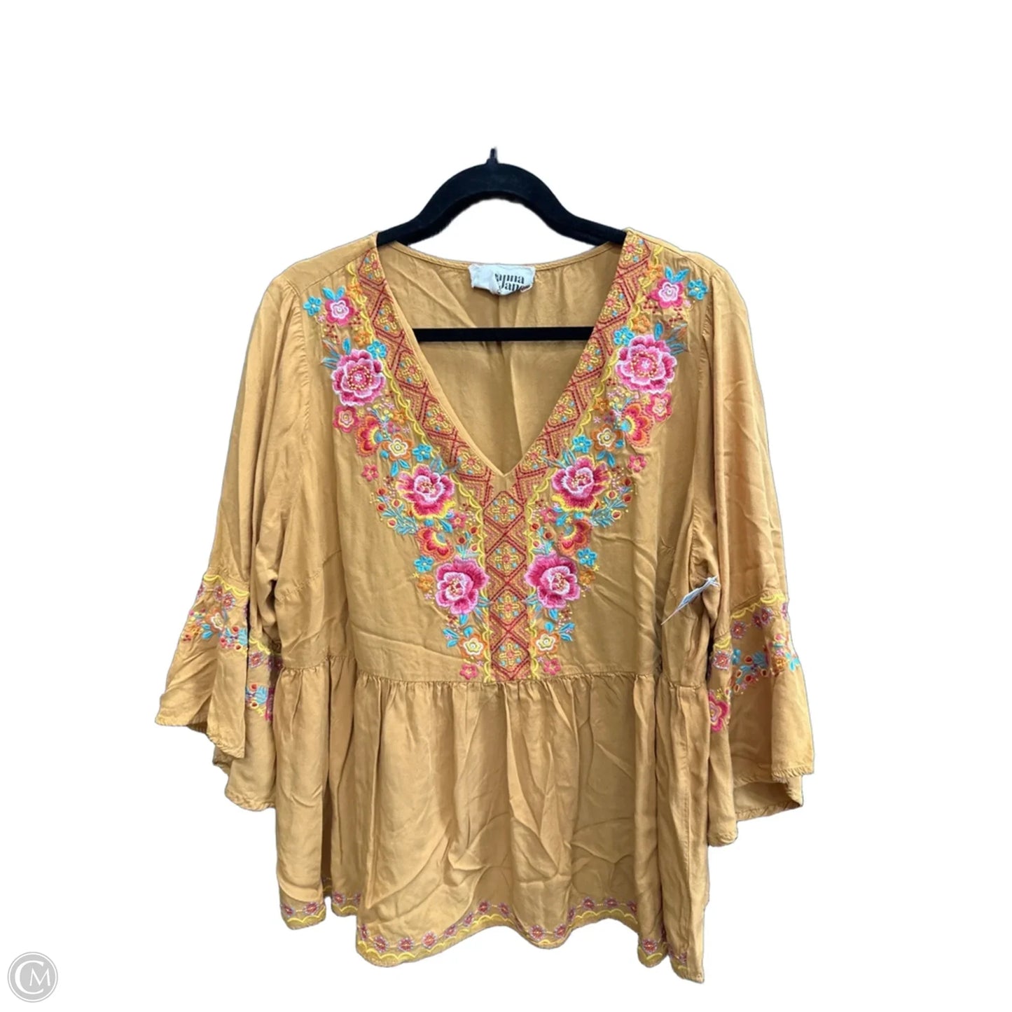 Top Short Sleeve By Savanna Jane In Yellow, Size: Xl