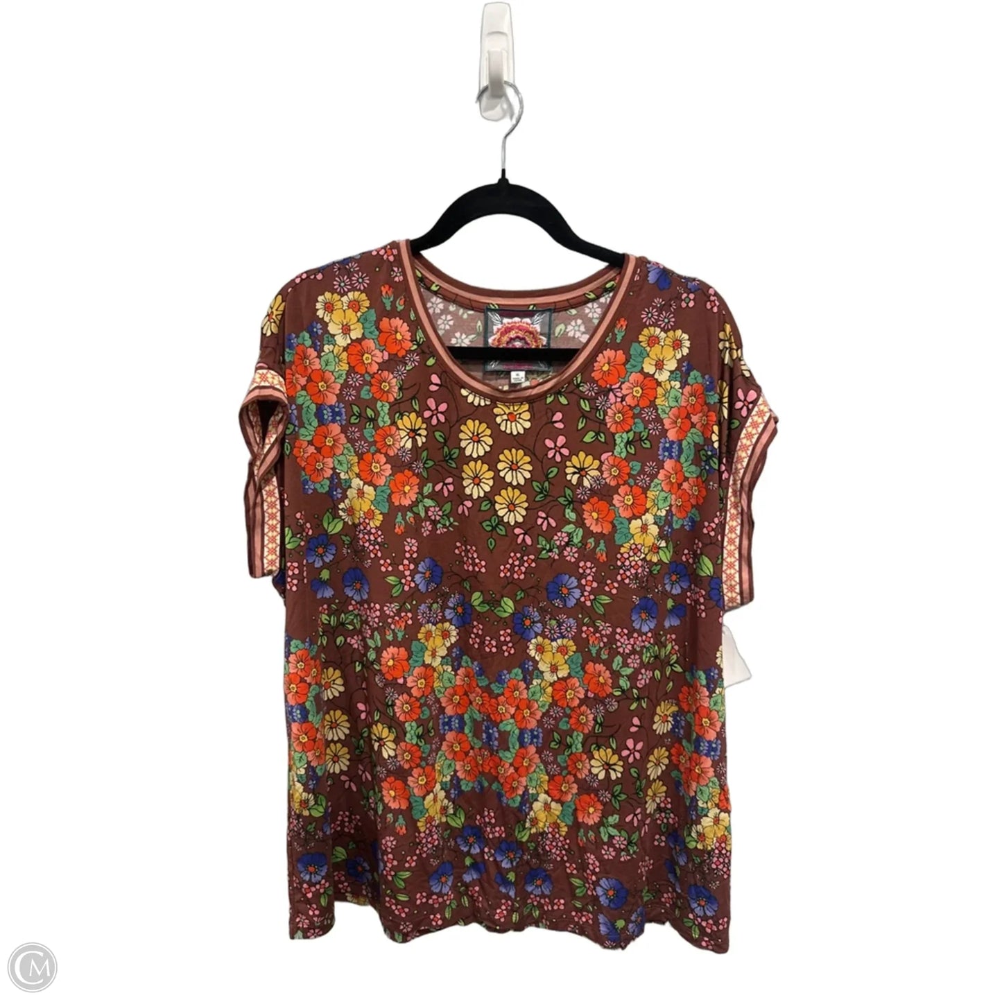 Top Short Sleeve By Johnny Was In Floral Print, Size: Xl