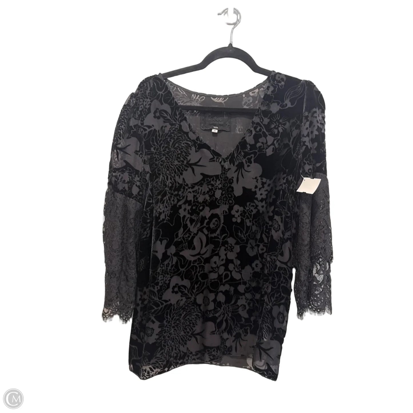 Top 3/4 Sleeve By Johnny Was In Black, Size: M