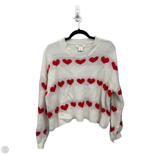 Sweater By Jessica Simpson In Cream & Red, Size: L
