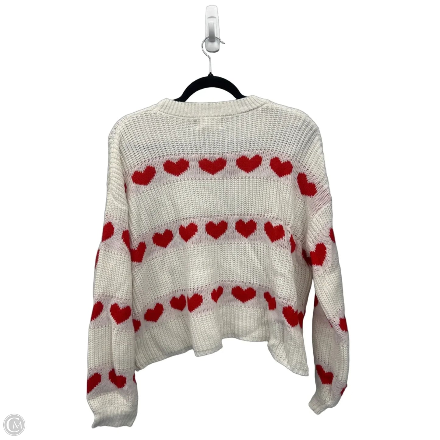 Sweater By Jessica Simpson In Cream & Red, Size: L