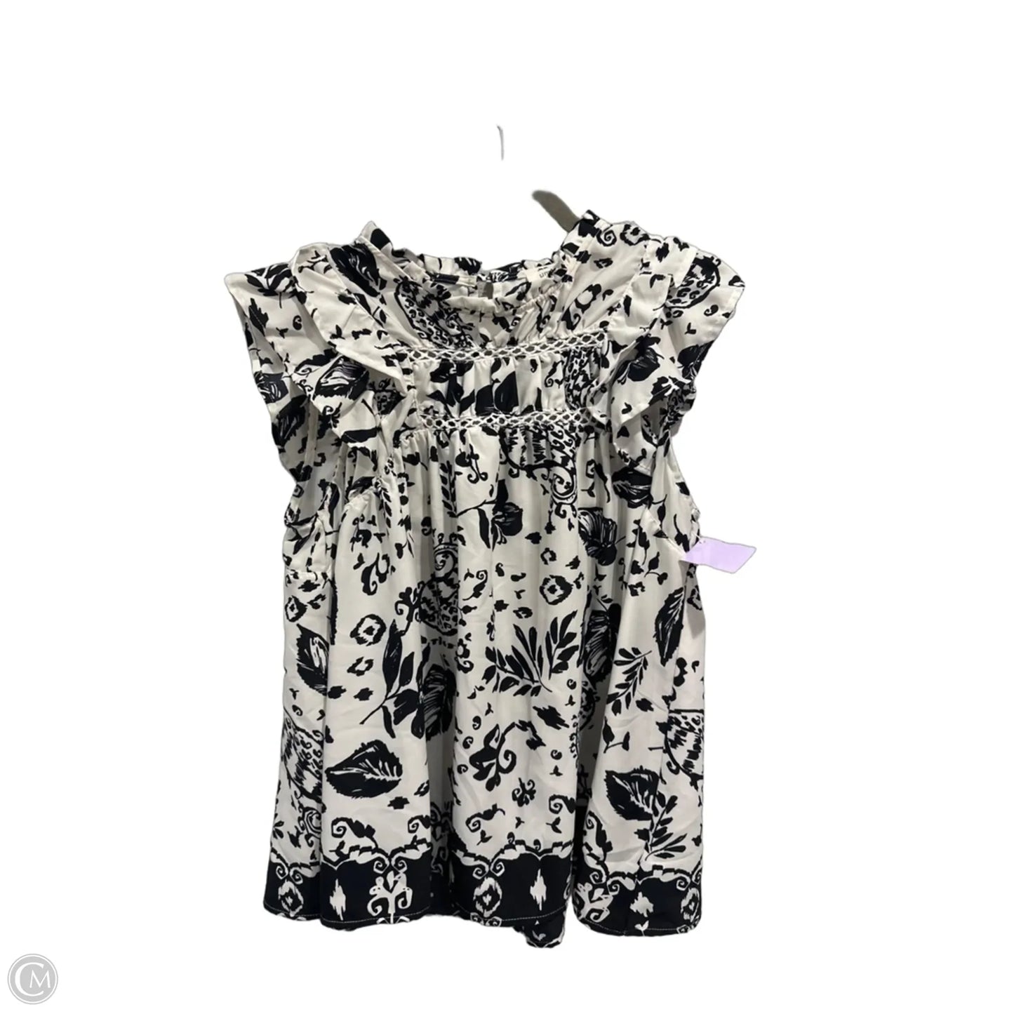 Top Sleeveless By Umgee In Black & White, Size: L