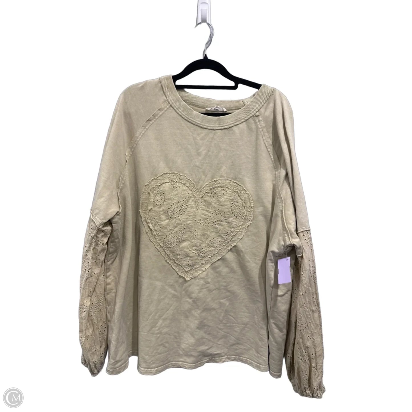 Top Long Sleeve By Easel In Cream, Size: L