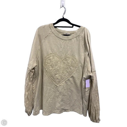 Top Long Sleeve By Easel In Cream, Size: L