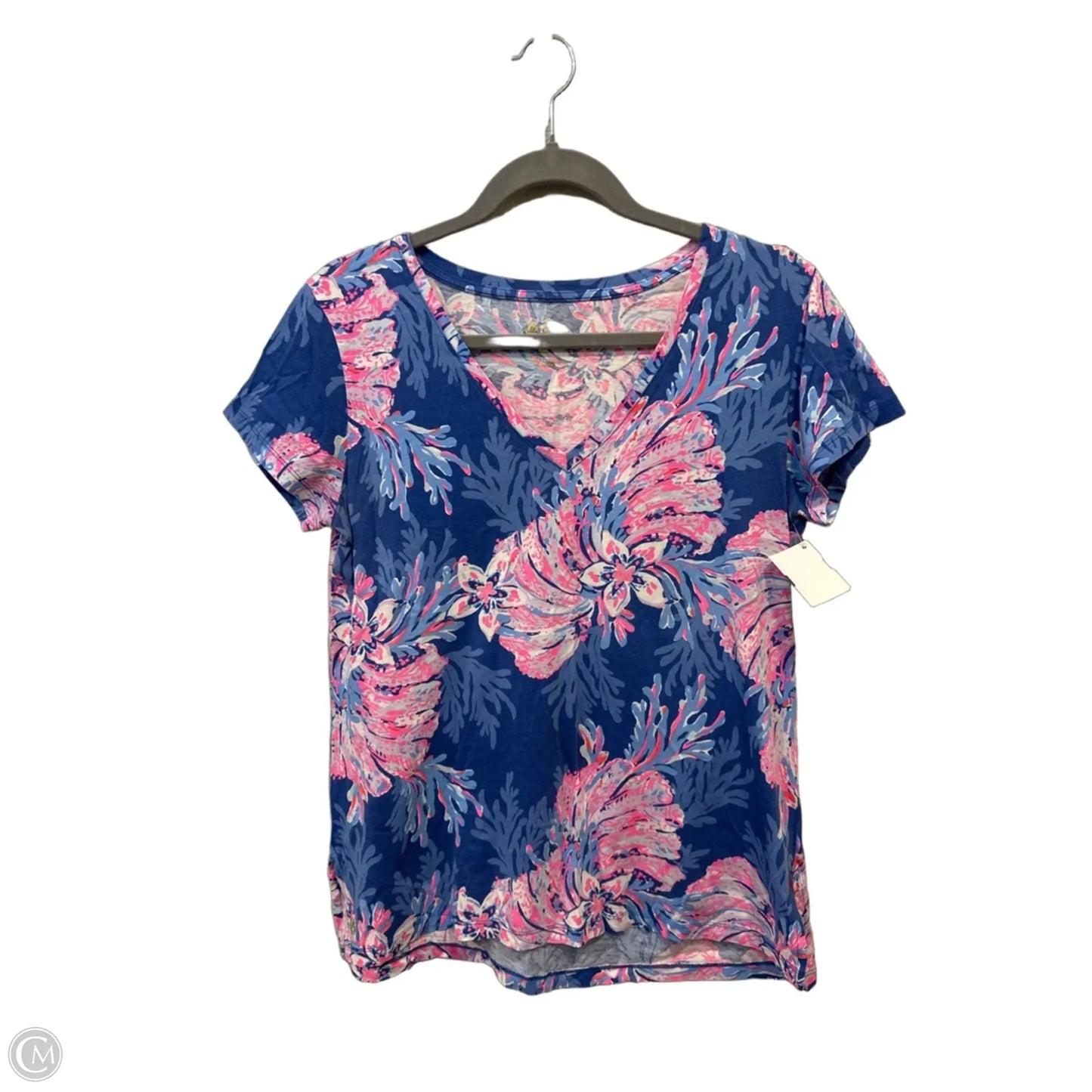 Top Short Sleeve Designer By Lilly Pulitzer In Blue, Size: S