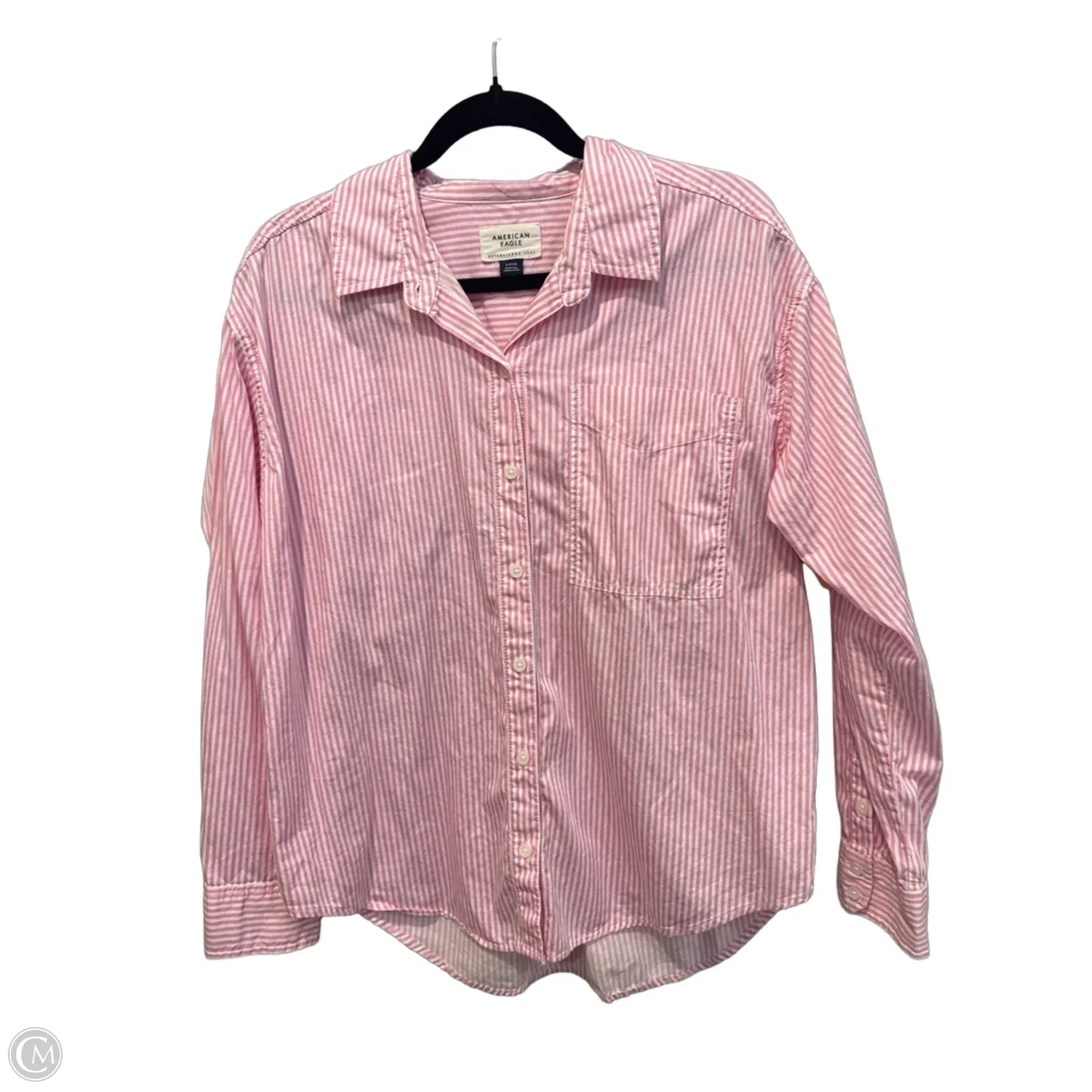 Top Long Sleeve By American Eagle In Striped Pattern, Size: S