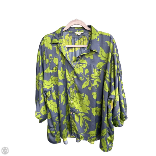 Top Long Sleeve By Easel In Blue & Green, Size: L