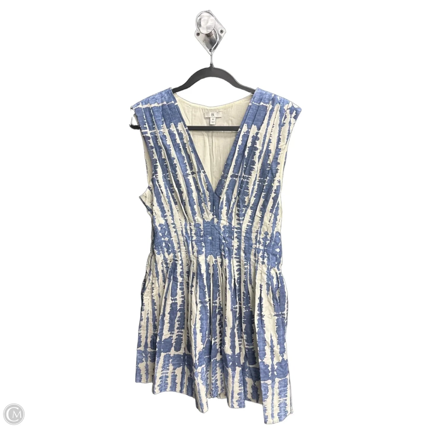 Dress Casual Midi By Clothes Mentor In Blue & Cream, Size: 8