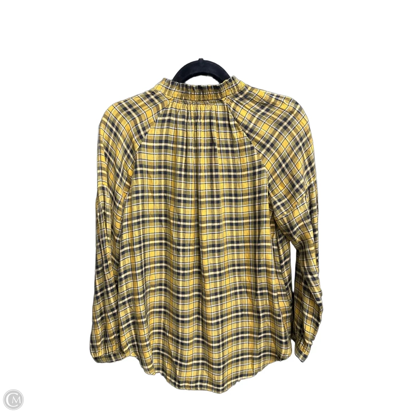 Top Long Sleeve By Loft In Plaid Pattern, Size: S