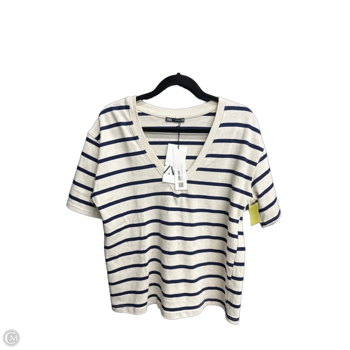 Top Short Sleeve By Zara In Striped Pattern, Size: S