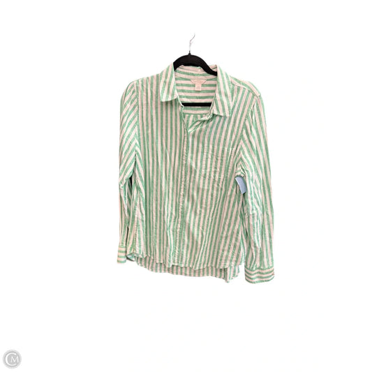 Top Long Sleeve By Caslon In Striped Pattern, Size: L