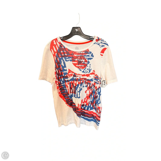 Top Short Sleeve Designer By Tory Burch In Blue & Red, Size: M