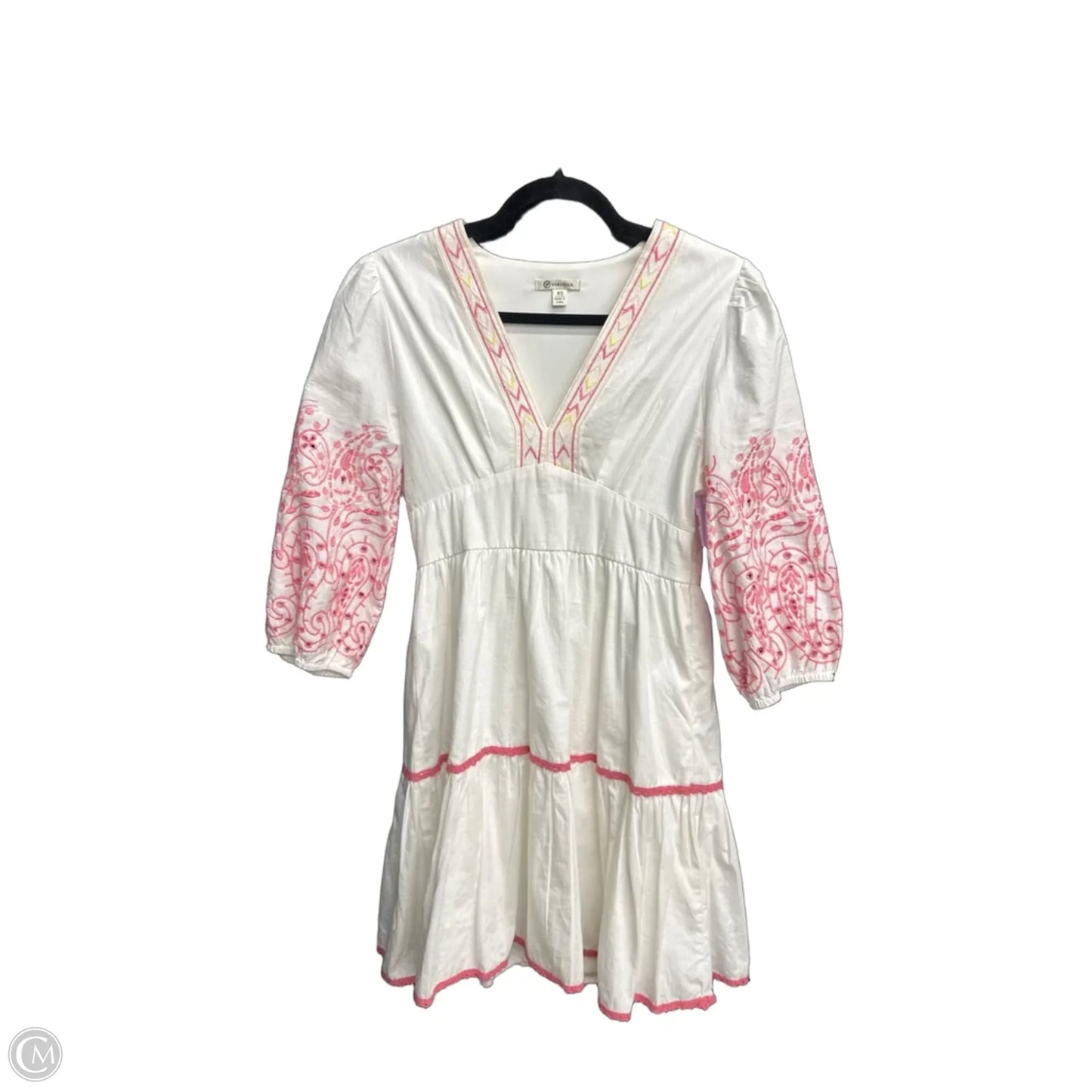 Dress Casual Midi By Versona In Pink & White, Size: Xs
