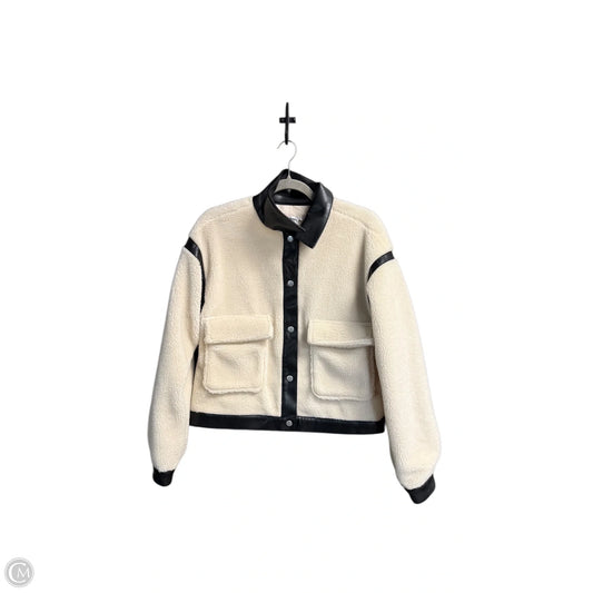 Jacket Fleece By Madden Girl In Black & Cream, Size: M