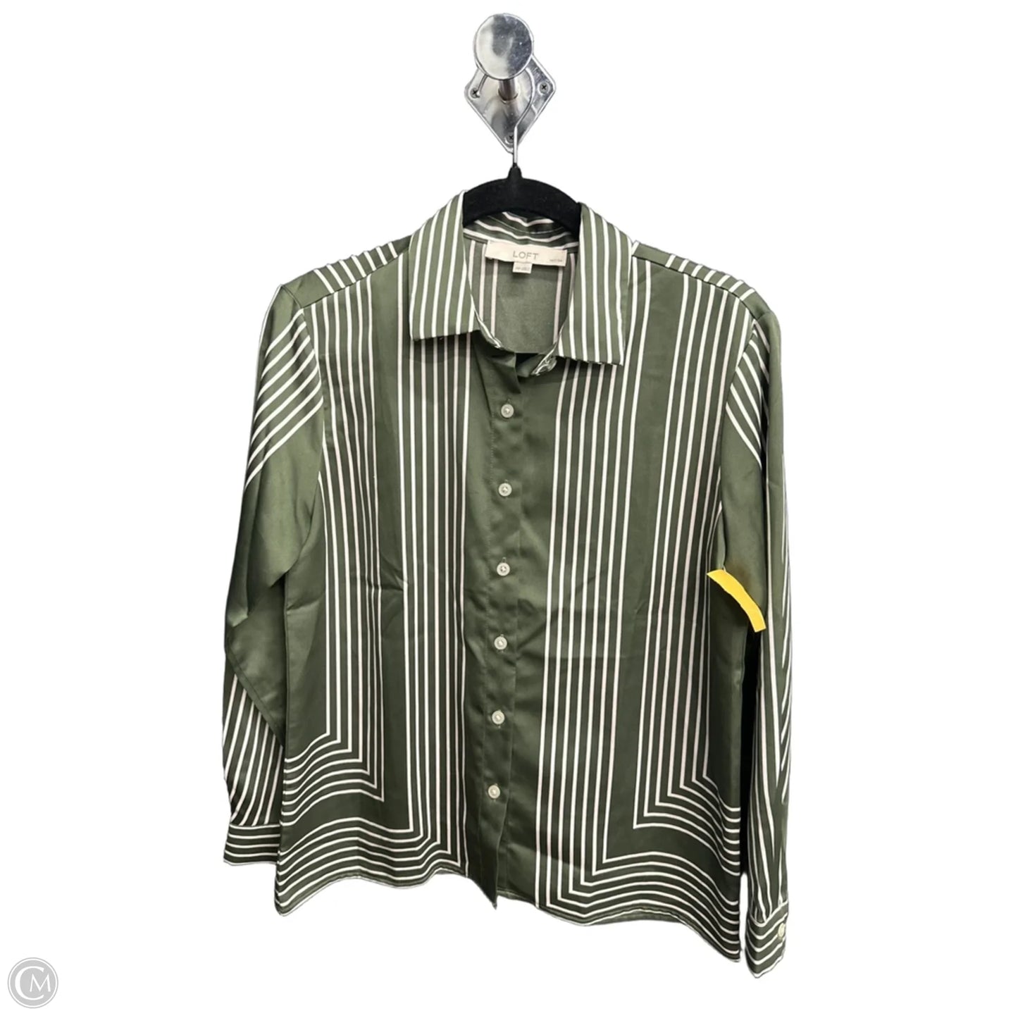 Top Long Sleeve By Loft In Green & White, Size: Xsp