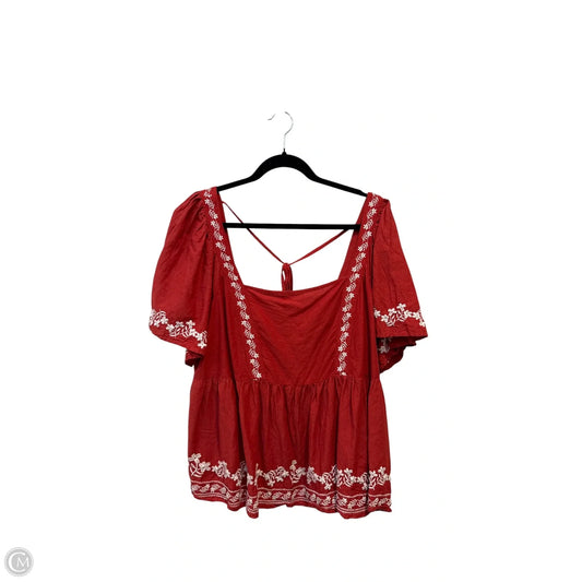 Top Short Sleeve By Old Navy In Red & White, Size: 2x