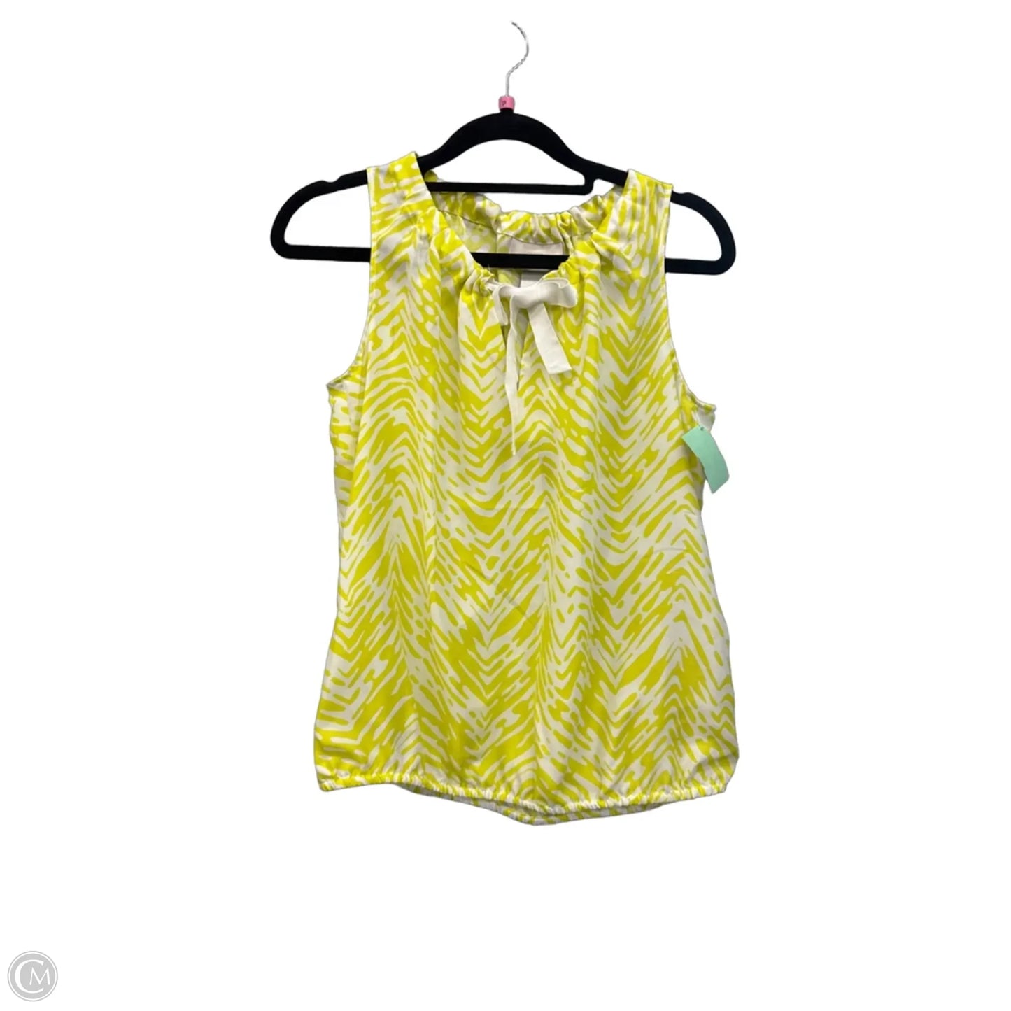 Top Sleeveless By Loft In White & Yellow, Size: Xsp