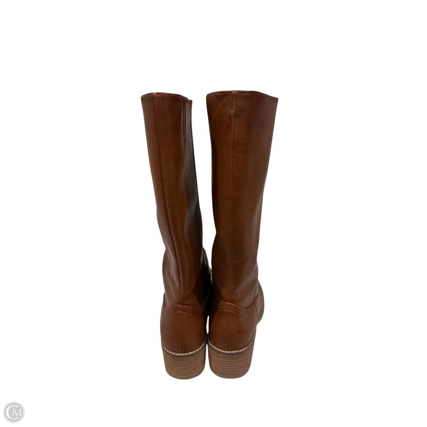 Boots Mid-calf Flats By Clothes Mentor In Brown, Size: 9