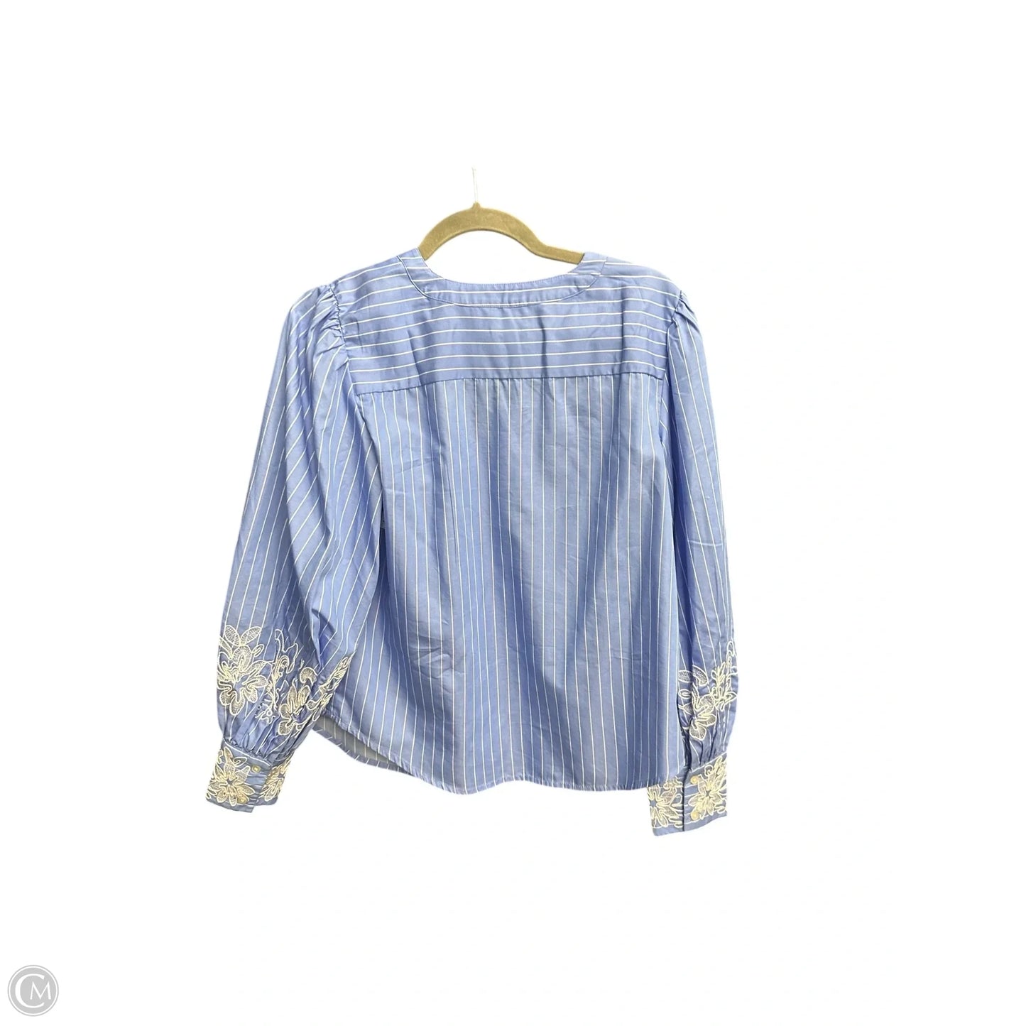 Top Long Sleeve By Ann Taylor In Blue & White, Size: S