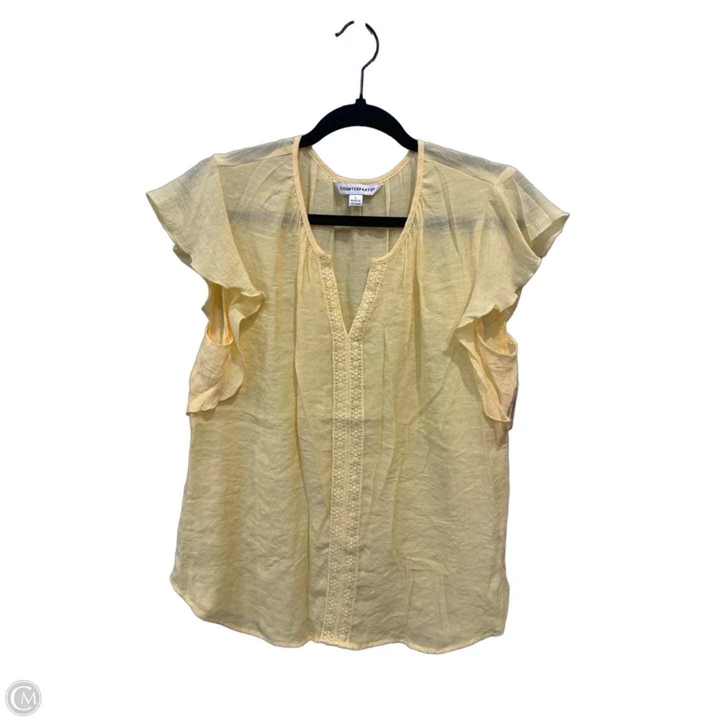 Top Sleeveless By Counterparts In Yellow, Size: L