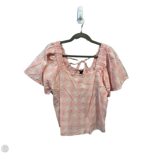 Blouse Short Sleeve By Versona In Red & White, Size: L