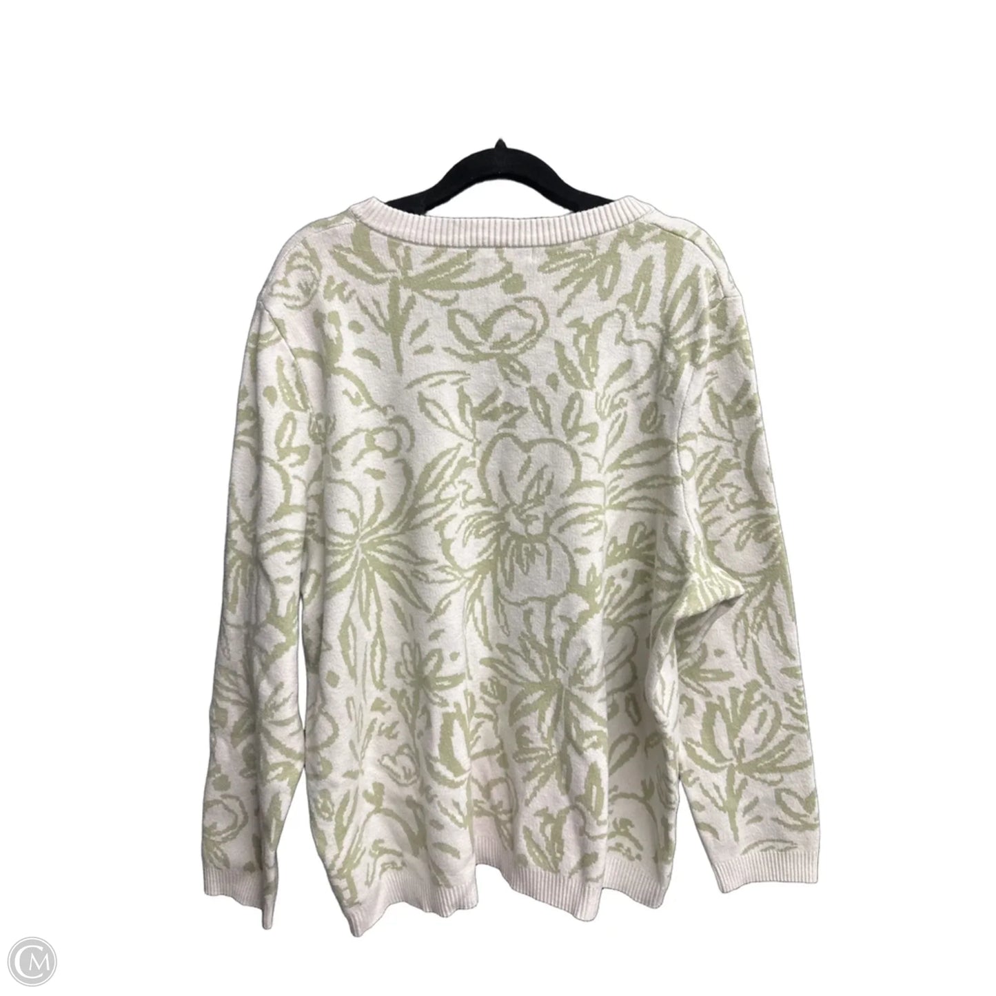 Sweater By Tahari In Green & White, Size: 2x