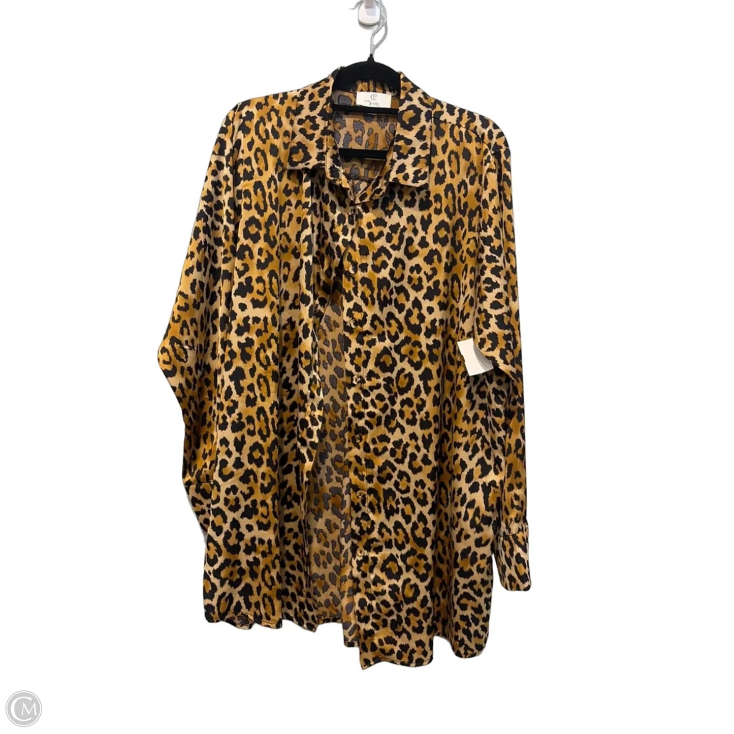 Blouse Long Sleeve By Clothes Mentor In Leopard Print, Size: L