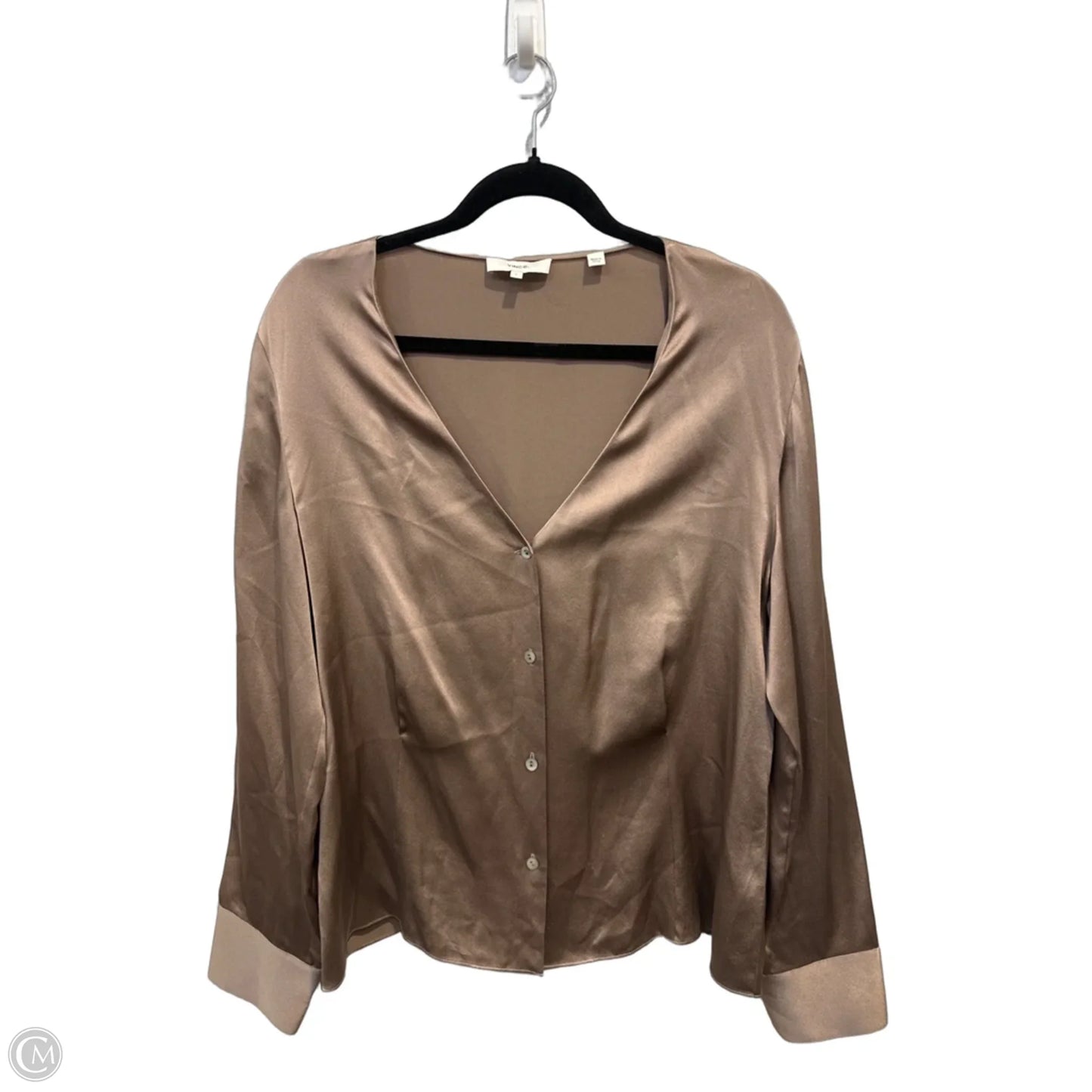 Blouse Long Sleeve By Vince In Brown, Size: L