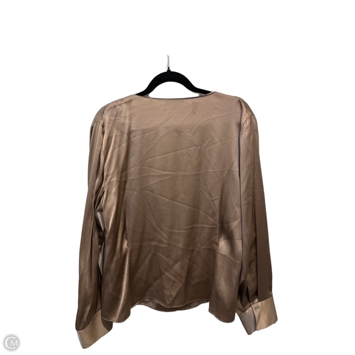 Blouse Long Sleeve By Vince In Brown, Size: L