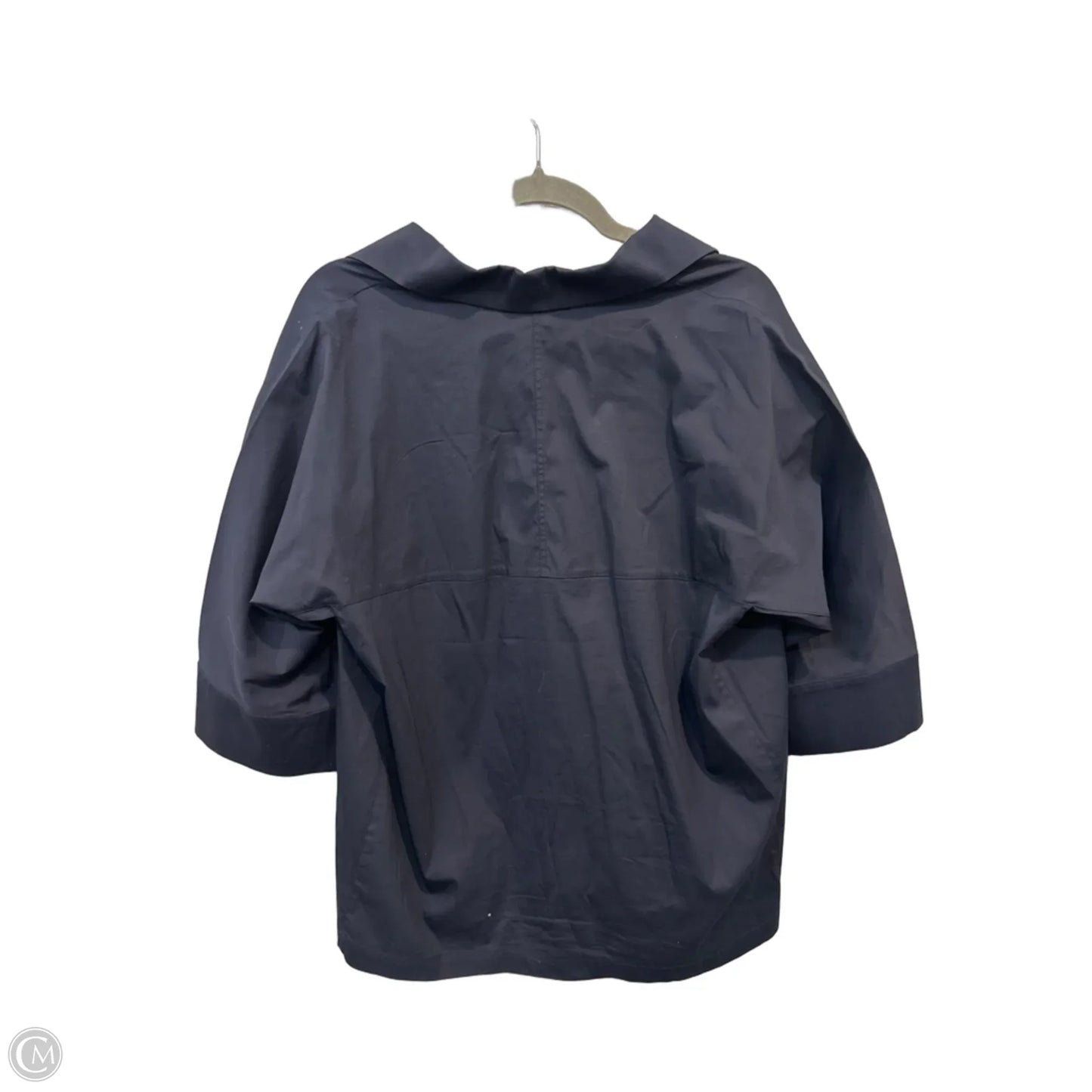 Top Short Sleeve Designer By Lafayette 148 In Navy, Size: M