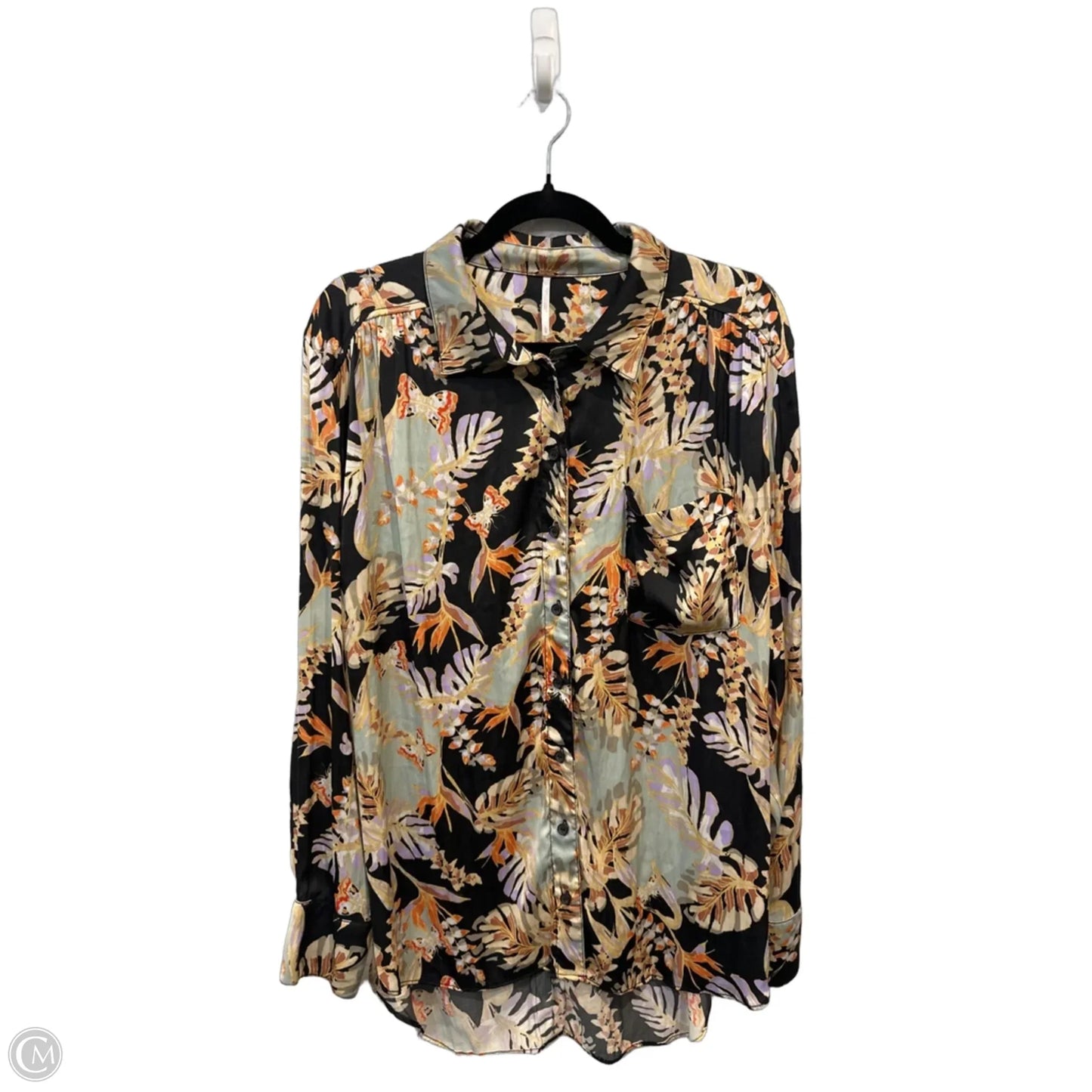 Blouse Long Sleeve By Free People In Tropical Print, Size: L