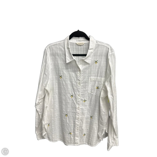 Top Long Sleeve By Lucky Brand In White, Size: Xl