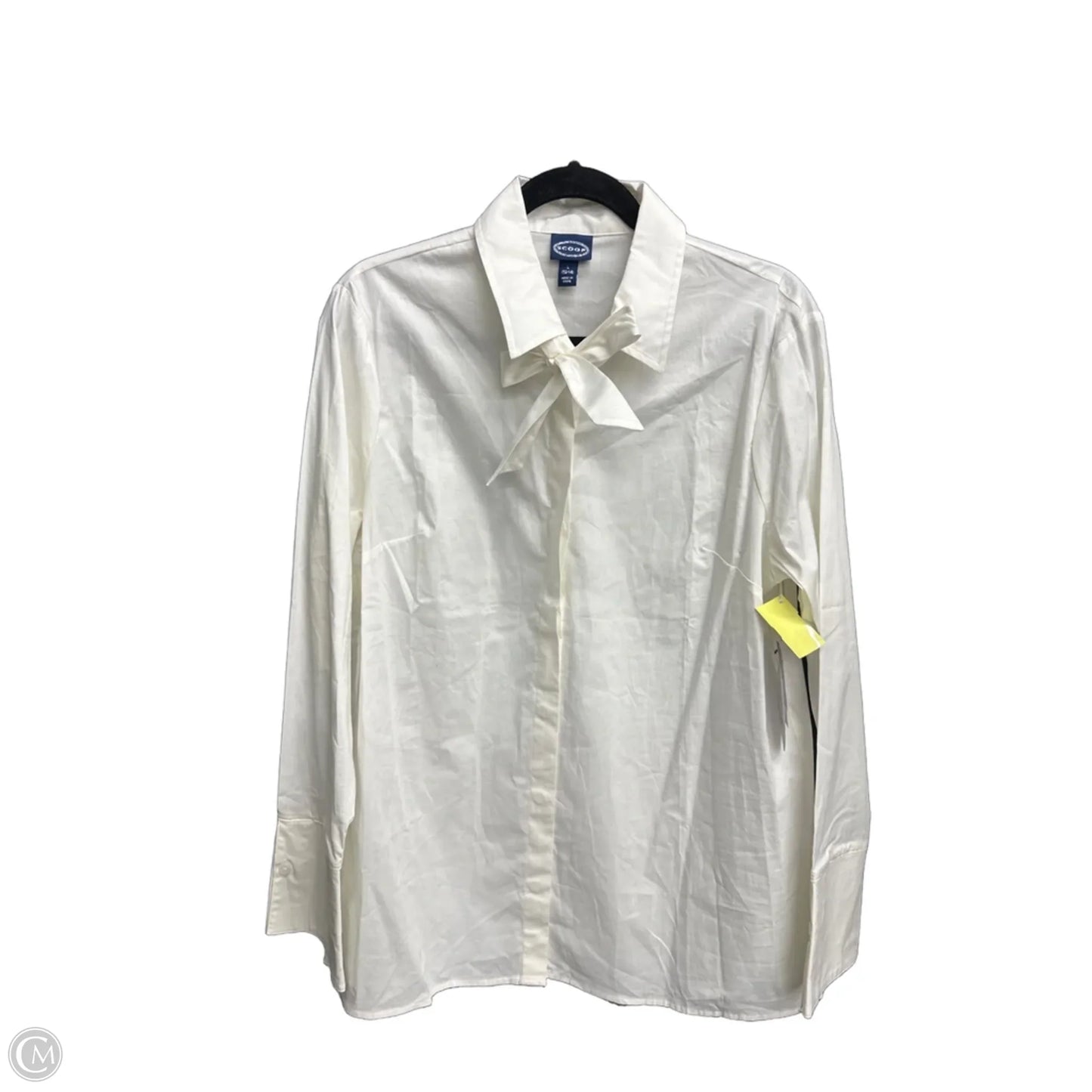 Top Long Sleeve By Scoop In White, Size: L