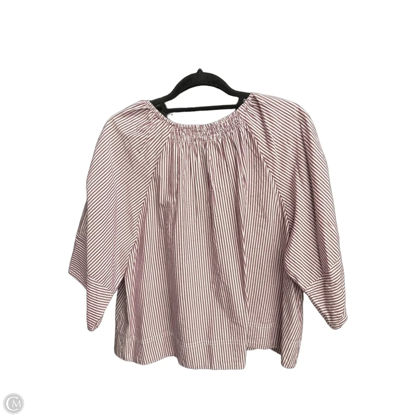 Blouse Short Sleeve By Loft In Striped Pattern, Size: L