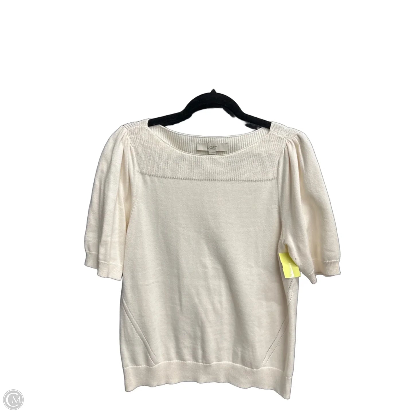 Sweater Short Sleeve By Loft In Cream, Size: L