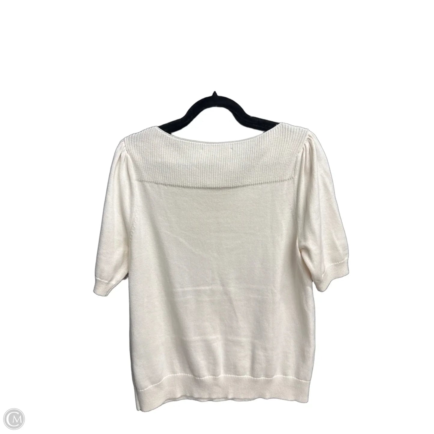 Sweater Short Sleeve By Loft In Cream, Size: L