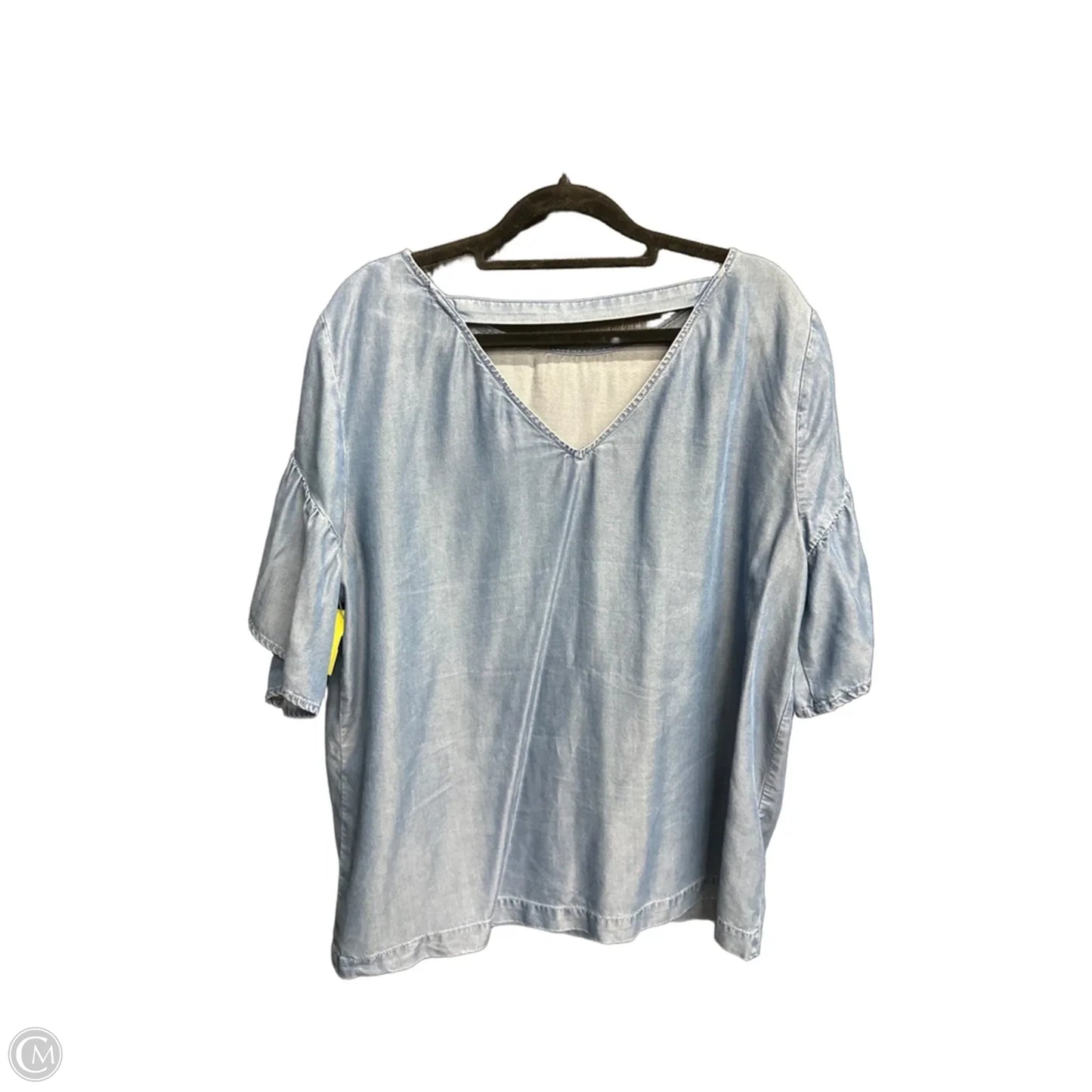 Blouse Short Sleeve By Loft In Blue Denim, Size: L
