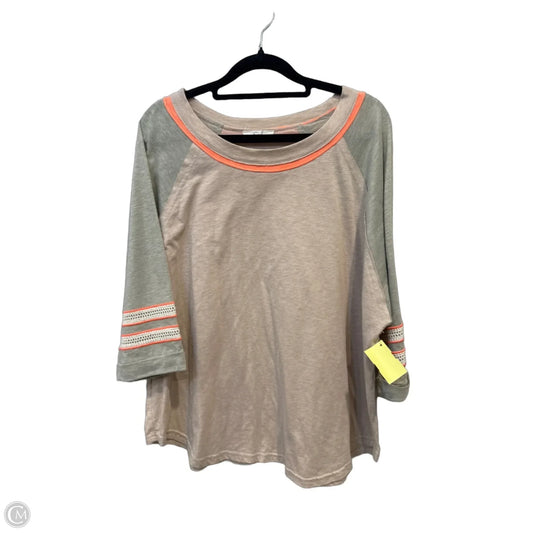 Top 3/4 Sleeve By Easel In Orange & Tan, Size: S