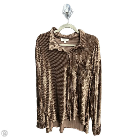 Blouse Long Sleeve By Umgee In Brown, Size: Xl