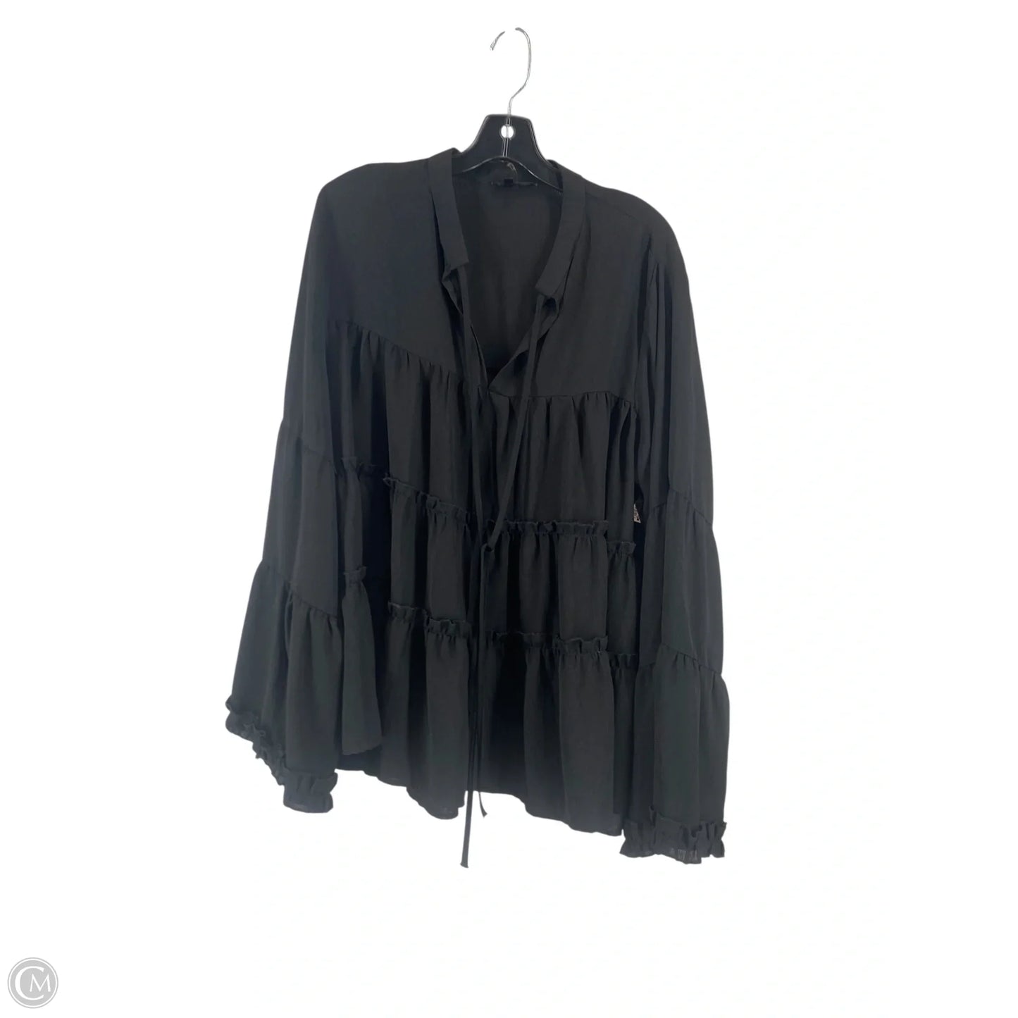 Top Long Sleeve By Andree By Unit In Black, Size: 1x