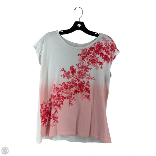 Top Short Sleeve By Tommy Hilfiger In Pink & White, Size: S