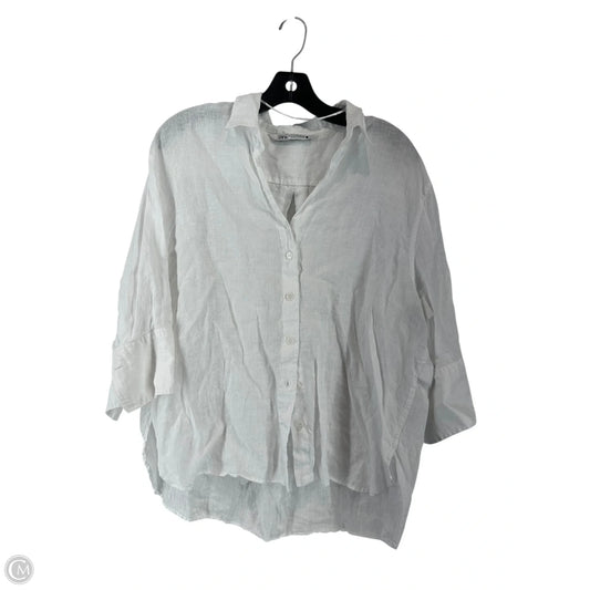 Top 3/4 Sleeve By Zara In White, Size: M
