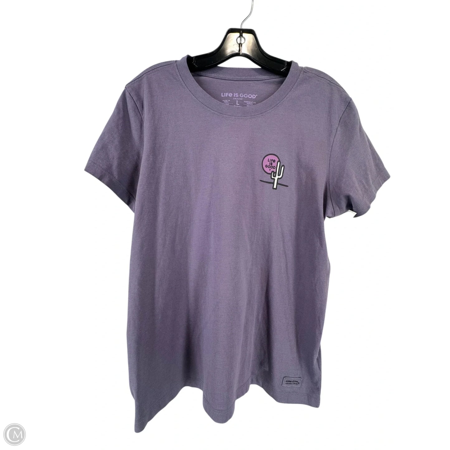 Top Short Sleeve By Life Is Good In Purple, Size: L