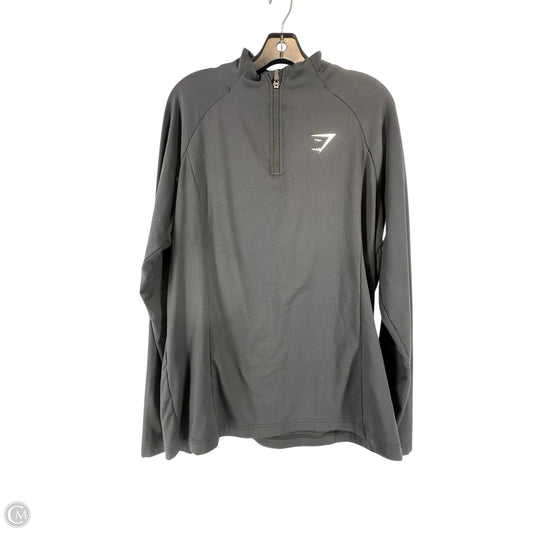 Athletic Top Long Sleeve Collar By Gym Shark In Black, Size: Xl