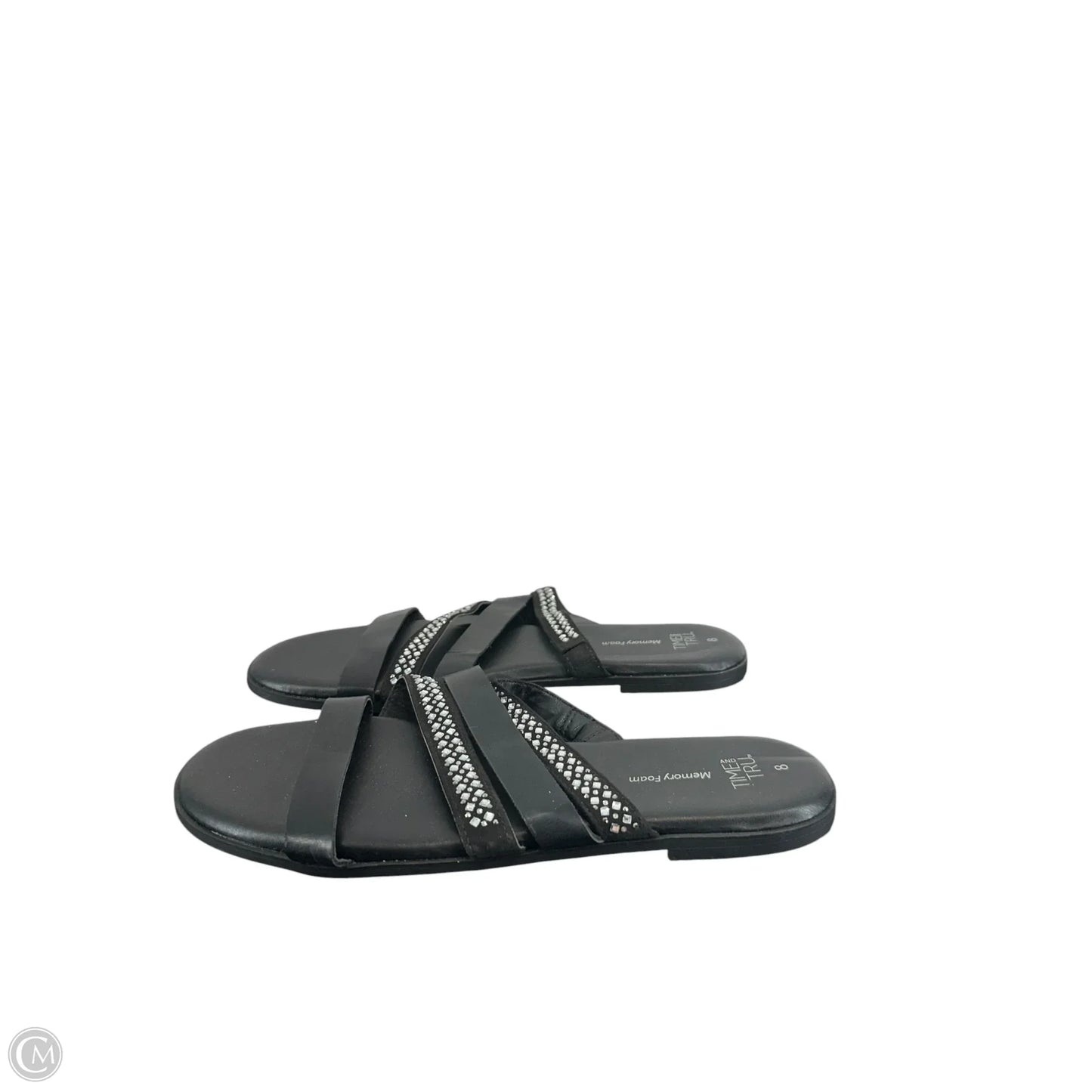 Sandals Flats By Time And Tru In Black, Size: 8