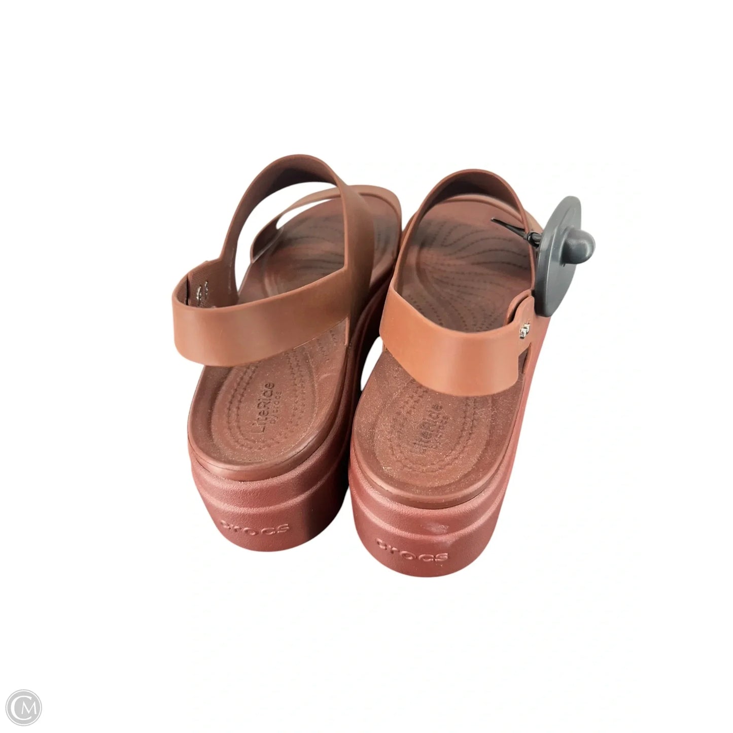 Sandals Heels Platform By Crocs In Brown, Size: 11